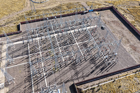 Aerial view of a 400kv electrical substation