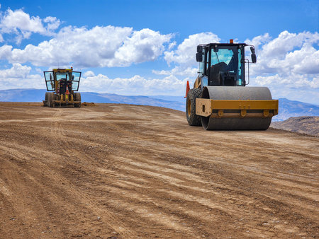 leveling and compaction process of platforms and embankments for foundations