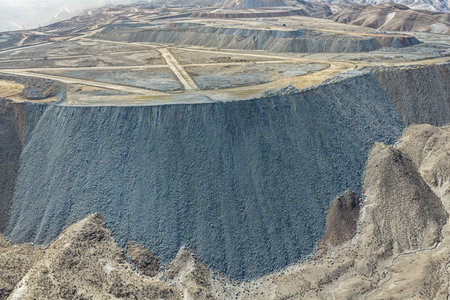 Aerial view of mine waste dumpの写真素材