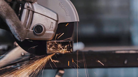 Metal structure manufacturing process with polishing and grinding of elements using power tools