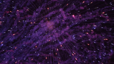 Night view of huge multicolored fireworks at a New Year's festival
