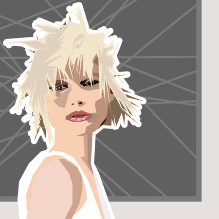 blond girl with shaggy hairstyleのイラスト素材