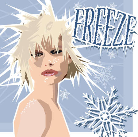 blond girl with shaggy hairstyleのイラスト素材