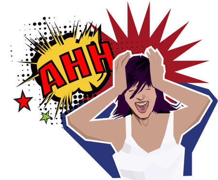 a beautiful girl cracking under pressureのイラスト素材