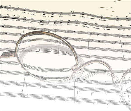 Sheet music seen through a pair of spectacles.のイラスト素材