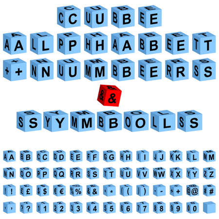 cube alphabet + numbersの写真素材