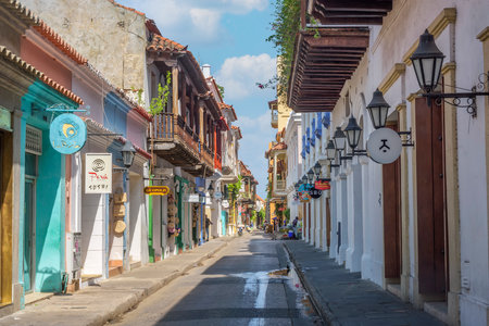 Urban panoramic view of Cartagena de Indias walled city at the morningのeditorial素材