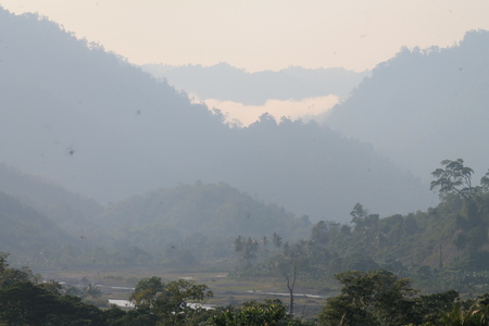 the fog and the mountainの写真素材