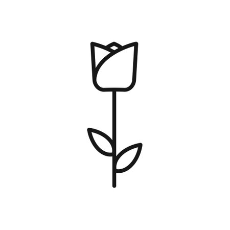 Editable Of Rose Line Art Icon Using For Presentation, Website And Applicationのイラスト素材