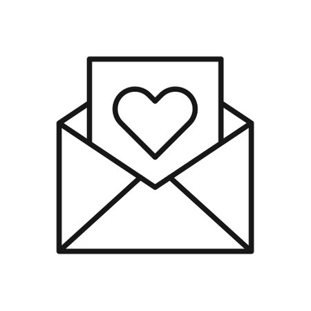 Editable Of Opened Love Letter Icon, Line Art Icon Using For Presentation, Website And Applicationのイラスト素材