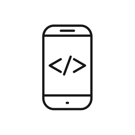 Editable Icon of Development Code Smartphone, Vector illustration isolated on white background. using for Presentation, website or mobile appのイラスト素材