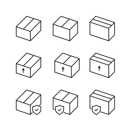 Boxes line icons set. Packaging symbol. Vector illustration.のイラスト素材