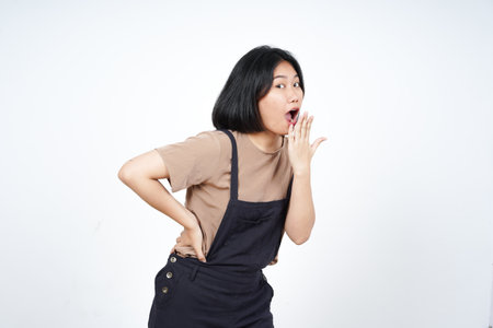 WOW Face Expression Of Beautiful Asian Woman Isolated On White Background