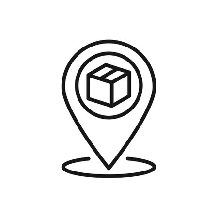 Editable Icon of Delivery Tracking Service, Location Pointer With Box , Vector illustration isolated on white background. using for Presentation, website or mobile appのイラスト素材