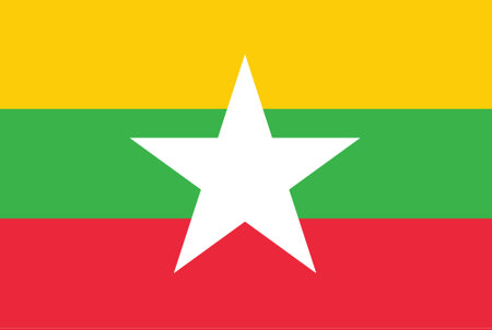 Flag of Myanmar vector illustration. National flag of Myanmar vector icon.のイラスト素材