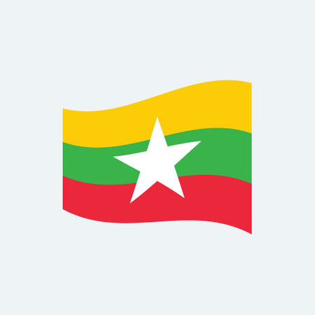 Flag of Myanmar. Vector illustration on a white background. Flat design.のイラスト素材
