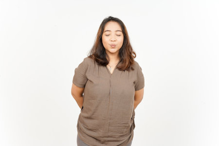 Blowing kiss gesture of Beautiful Asian Woman Isolated On White Background