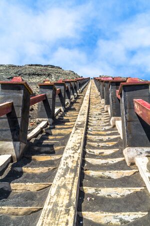 stairs to Bromo volcano in East Java (Indonesia)の写真素材