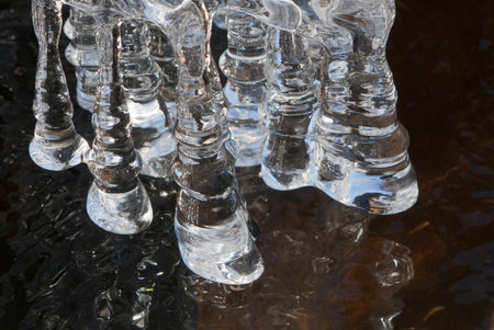 Ice in the frog pond. Winter in Maine, December, 2012の写真素材