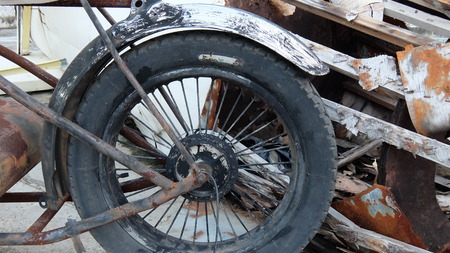 Discarded motorcycle and aircraftのeditorial素材