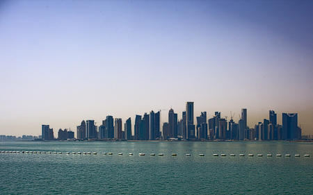 Doha new city skylineの写真素材
