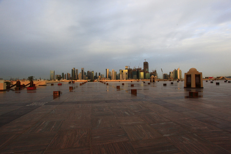 Doha new city skyline from doha mosque