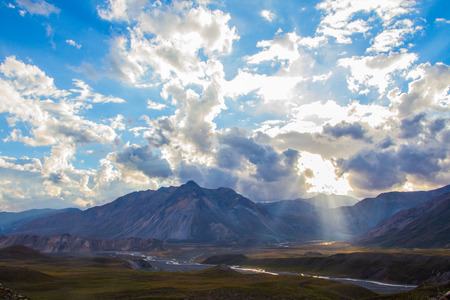 Sunset on the mountainsの写真素材