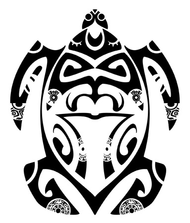 Maori tribal turtle - Tattoo styleのイラスト素材