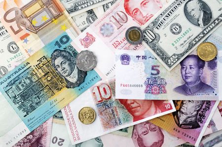 International currencies background.の写真素材
