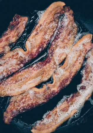 Cooking Bacon While Campingの写真素材
