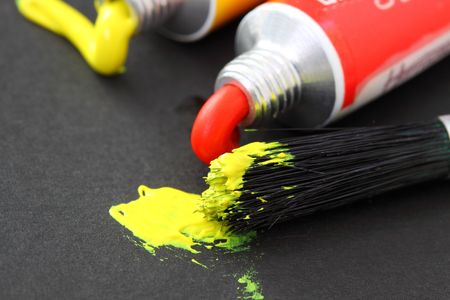 paintbrush and paintの写真素材