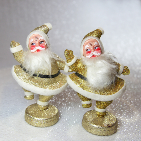 Pair of Vintage dancing Frock Santa Clausの写真素材