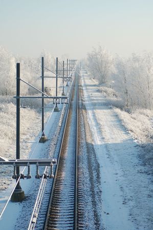 railroad in the winter 3の写真素材
