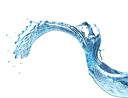 Light Blue Bent Water splash isolated on white backgroundの写真素材