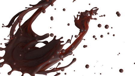 Brown liquid coffee splash isolated on white backgroundの写真素材