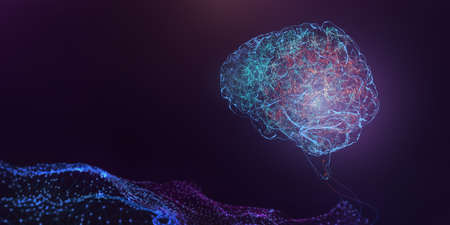 Neural network artificial intelligence glowing design conceptの写真素材