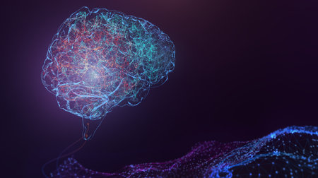 Neural network artificial intelligence glowing design conceptの写真素材