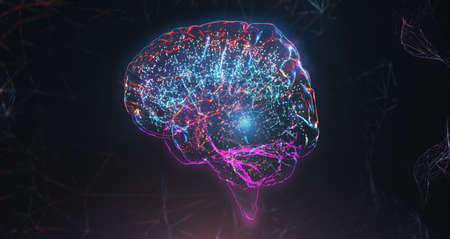 Neural network artificial intelligence glowing design conceptの写真素材