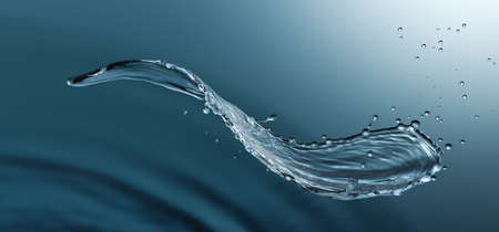 Blue clear Water macro splash design backgroundの写真素材