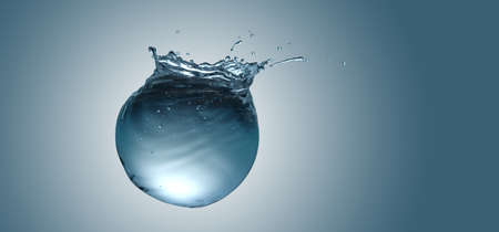 3d rendering of water splash in the form of a ball.