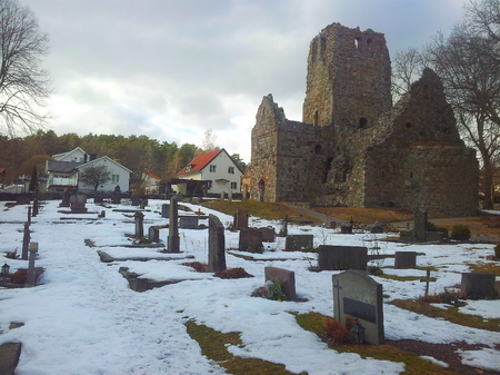 snowy cemeteryの写真素材
