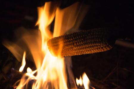 flame cooking corn