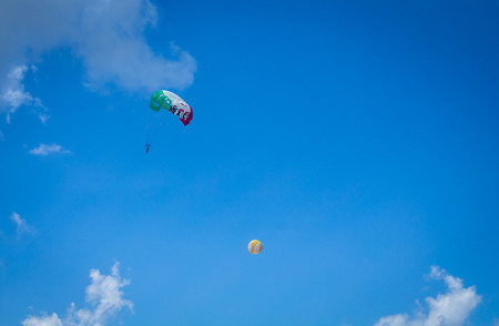 paragliding and flying volley ballのeditorial素材