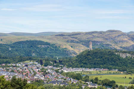 old tower of william wallace between mountainsの写真素材