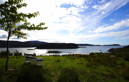 Scottish landscape with loch and island at shieldaig
