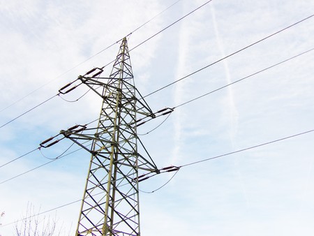 High voltage power line in the sky
