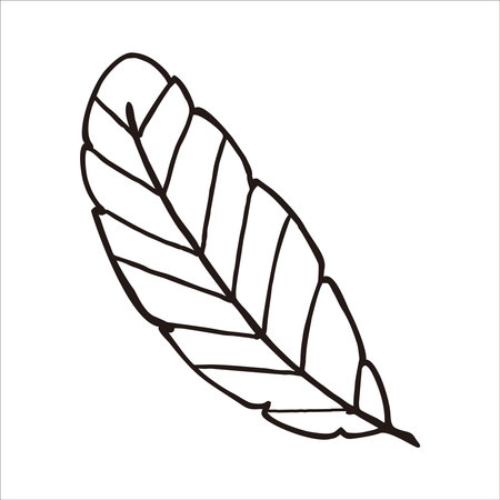 Leaf symbol simple line art on white background. Vector illustration.のイラスト素材