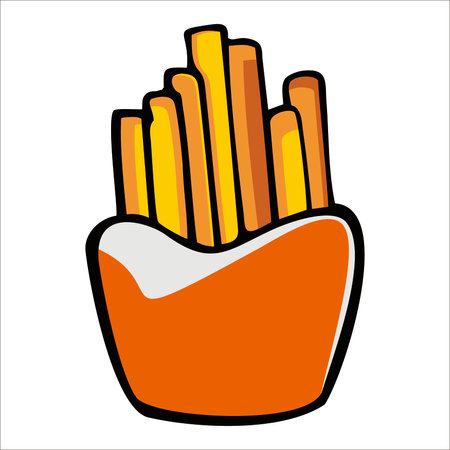 French fries in a basket. Vector illustration of a french fries.のイラスト素材