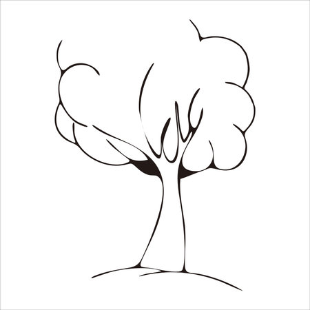 tree isolated on white background. hand drawn vector illustration in sketch styleのイラスト素材