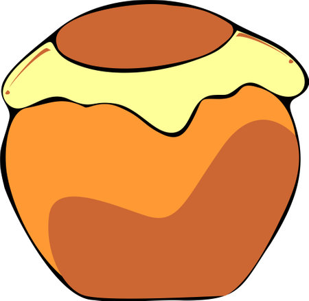 Illustration of a baked apple with honey on a white background.のイラスト素材